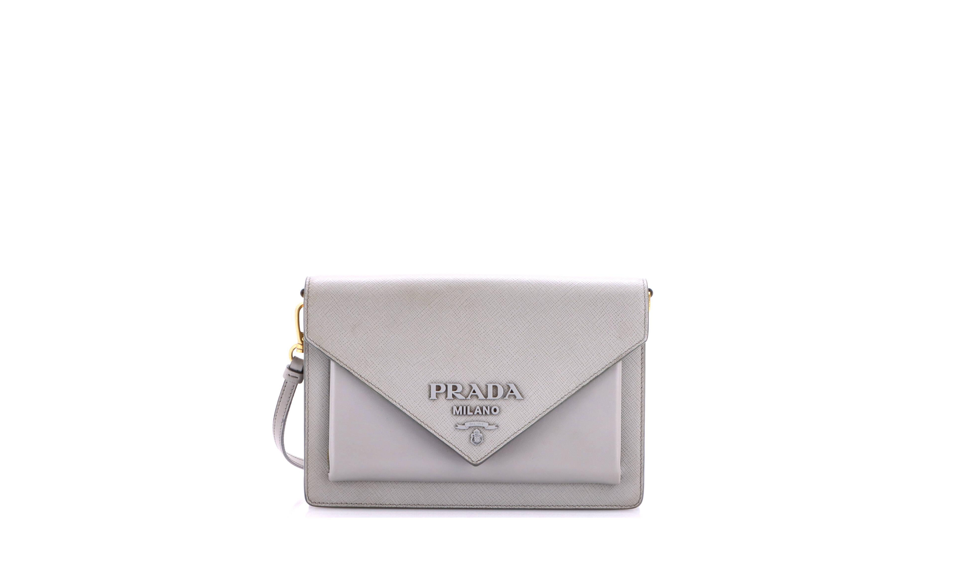 Pre-Owned Prada Mini Monochrome Envelope Crossbody Bag Saffiano with City Calf