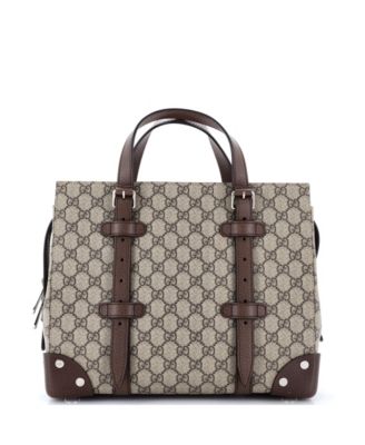 Buckle Travel Tote GG Coated Canvas with Leather, Medium