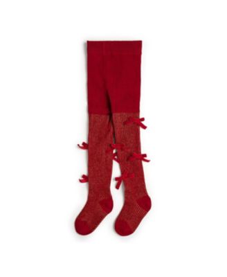 Baby Girls 0-24M Shimmer Red Velvet Mini Bow Tights