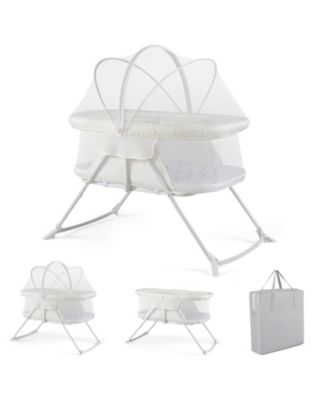 2 in 1 Baby Bassinet with Rocking Motion with Breathable Mesh