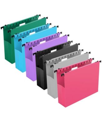 Plastic Hanging File Folders 12 Pack Letter Size Heavy Duty 2 Inch Expansion Accordian Pocket Organizer