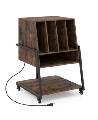 Rolling Turntable Stand with Divided Three-Tier Storage