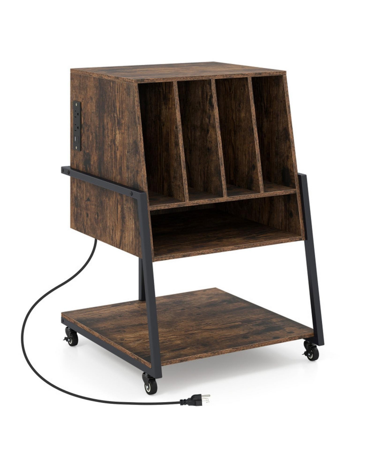 Gouun Rolling Turntable Stand with Divided Three-Tier Storage