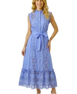 Women's Sleeveless High-Neck Lace Overlay Maxi Dress