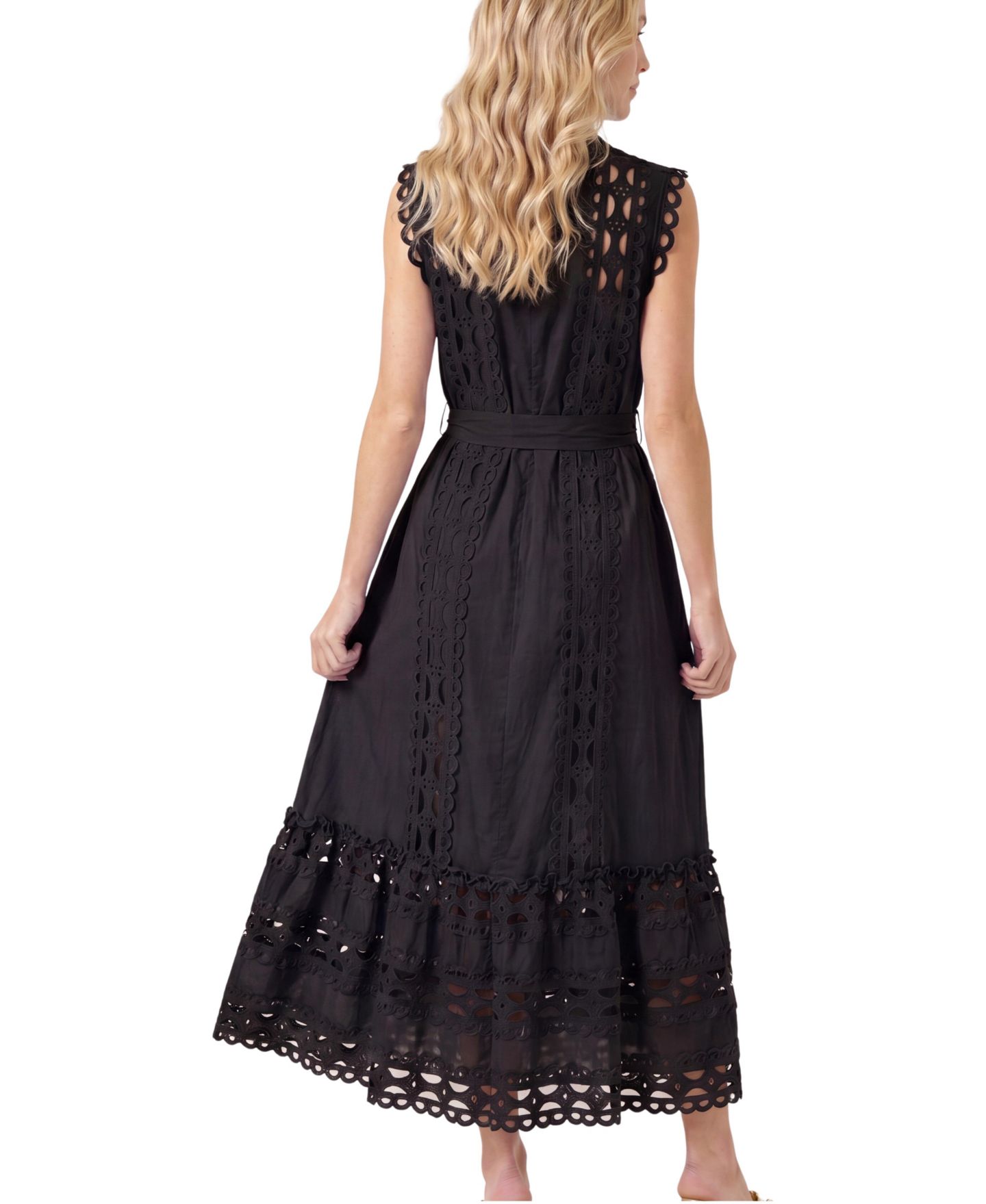 Женское платье Modenaire Sleeveless High-Neck Lace Overlay Maxi, цвет: Чёрный — фото 2