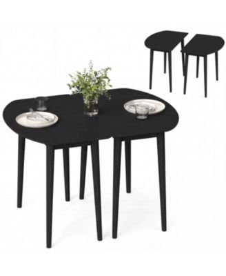Extendable Oval Dining Table Set with 2 Half Round Tables for 4 6 People