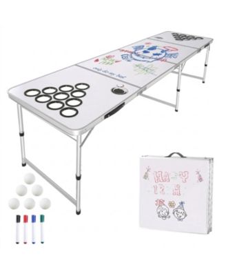 8-Foot Folding Beer Pong Table for Tailgate Game Day