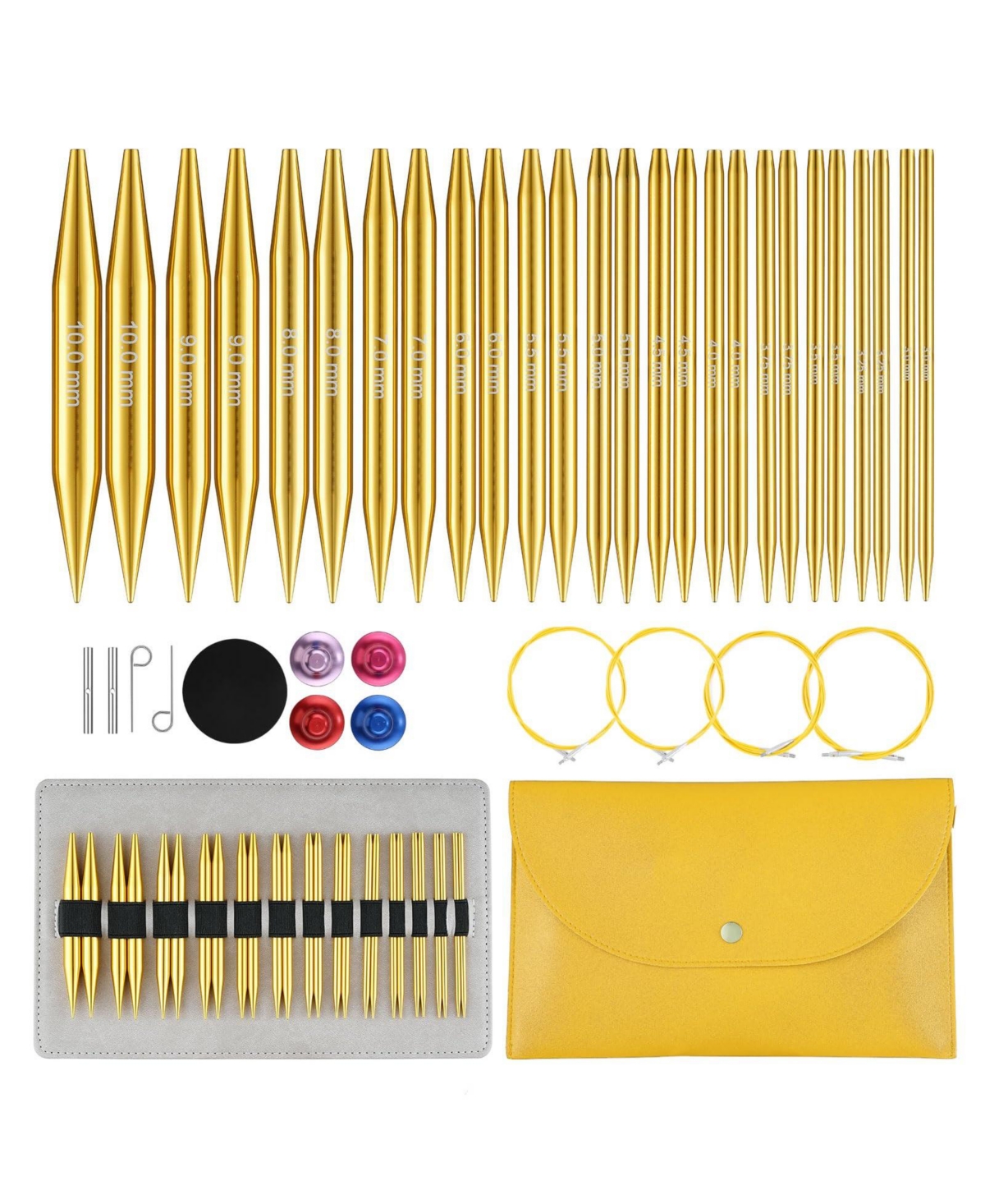 Aeelike Interchangeable Circular Knitting Needles Set 13 Pairs 4 Cable Lengths With Storage Case