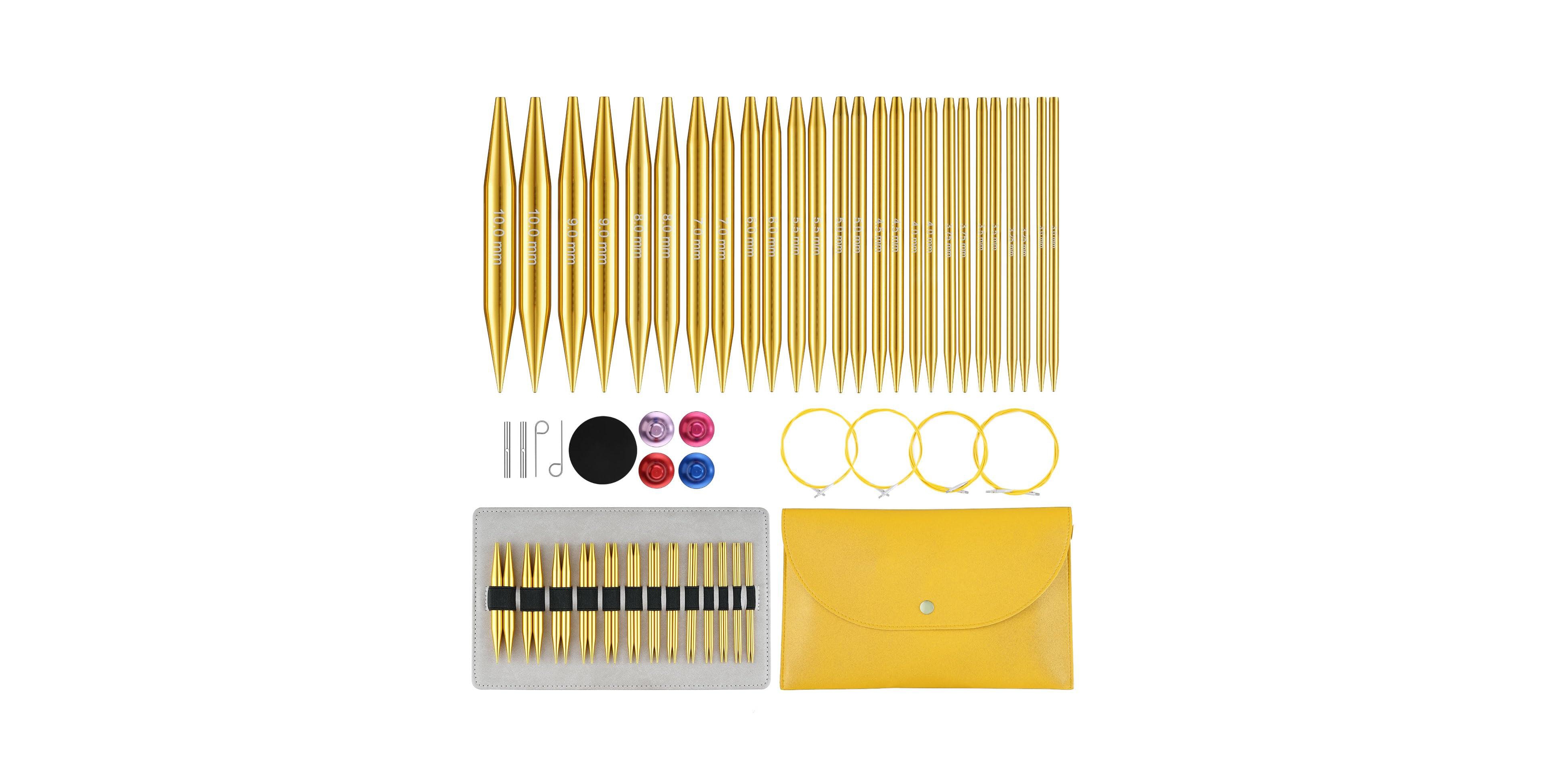 Aeelike Interchangeable Circular Knitting Needles Set 13 Pairs 4 Cable Lengths With Storage Case