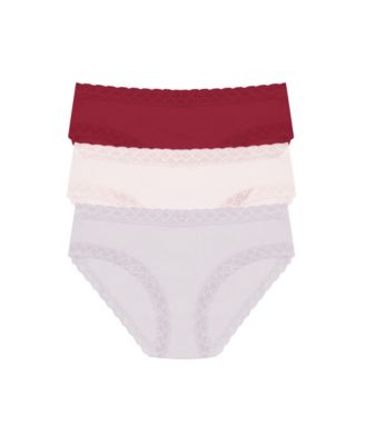 Women's Bliss Lace-Trim Cotton Brief Underwear 3-Pack 156058MP