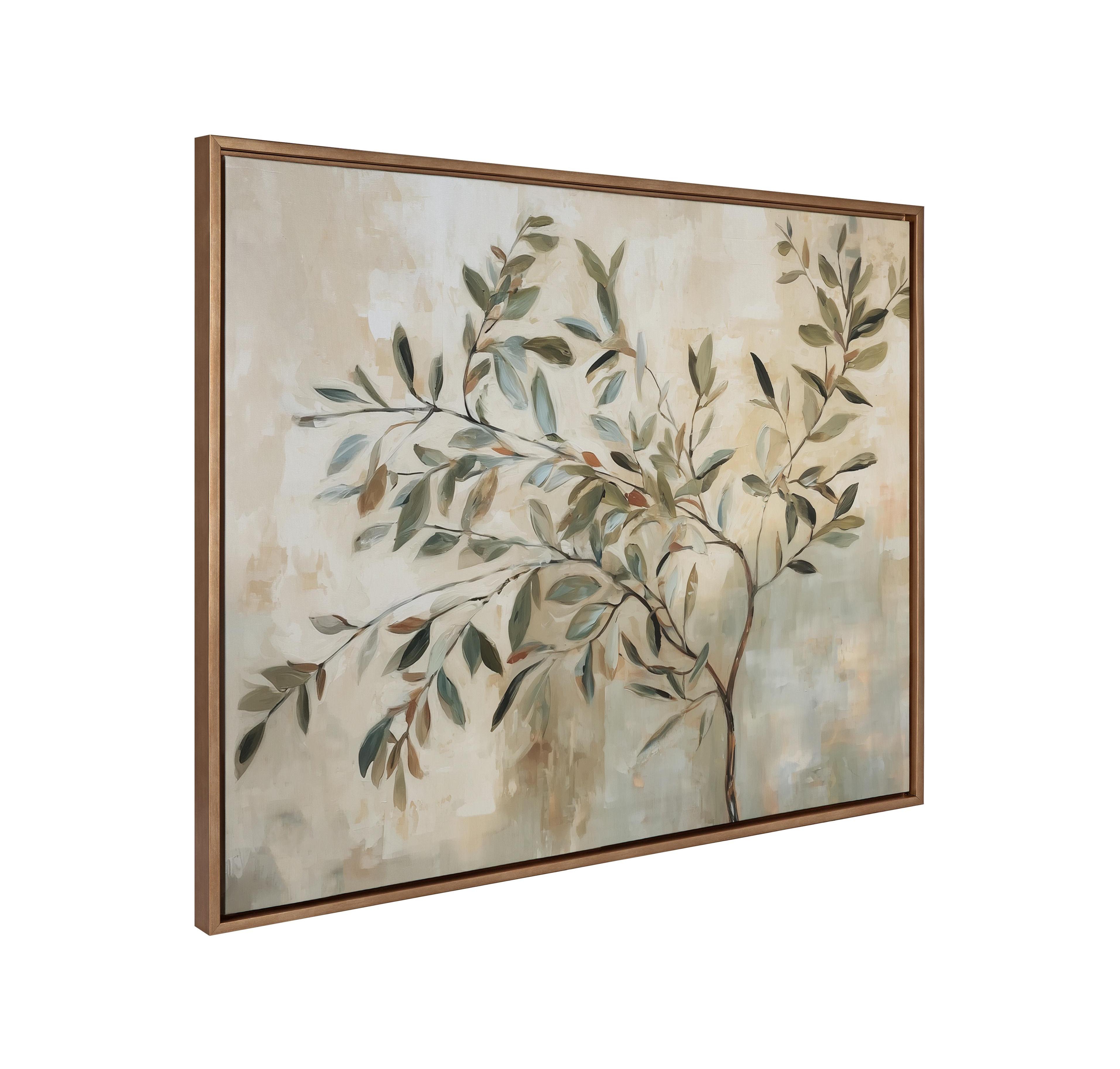 Kate and Laurel Sylvie Olive Tree Abstract Framed Canvas by The Creative Bunch Studio