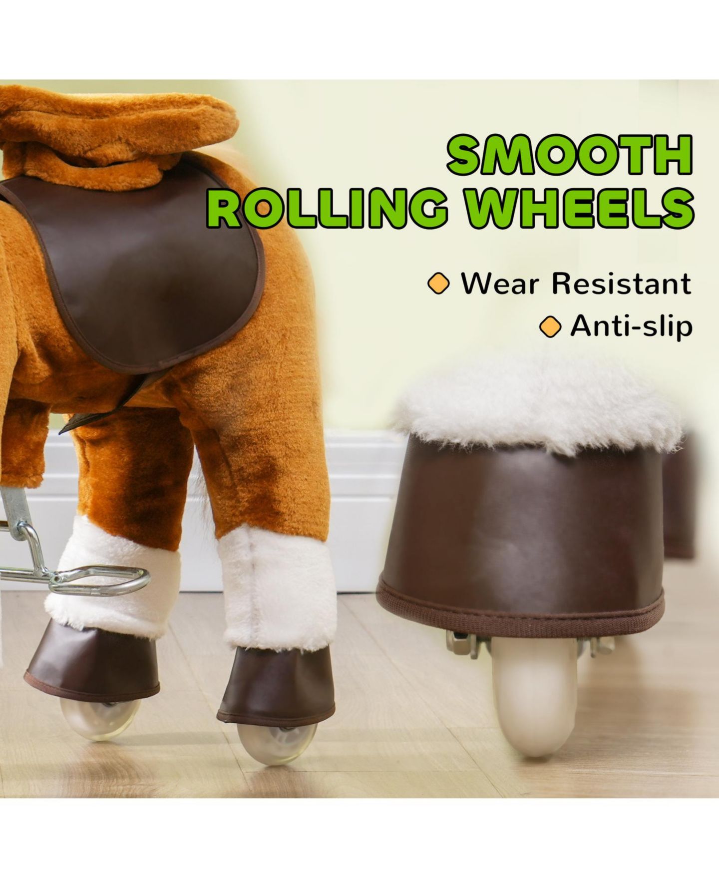 Детская мягкая игрушка Glintex Ride On Walking Horse Plush Foot-Powered Toy with Neighing Sound and 132-lb Capacity, Ages 3-5, цвет: Коричневый — фото 6