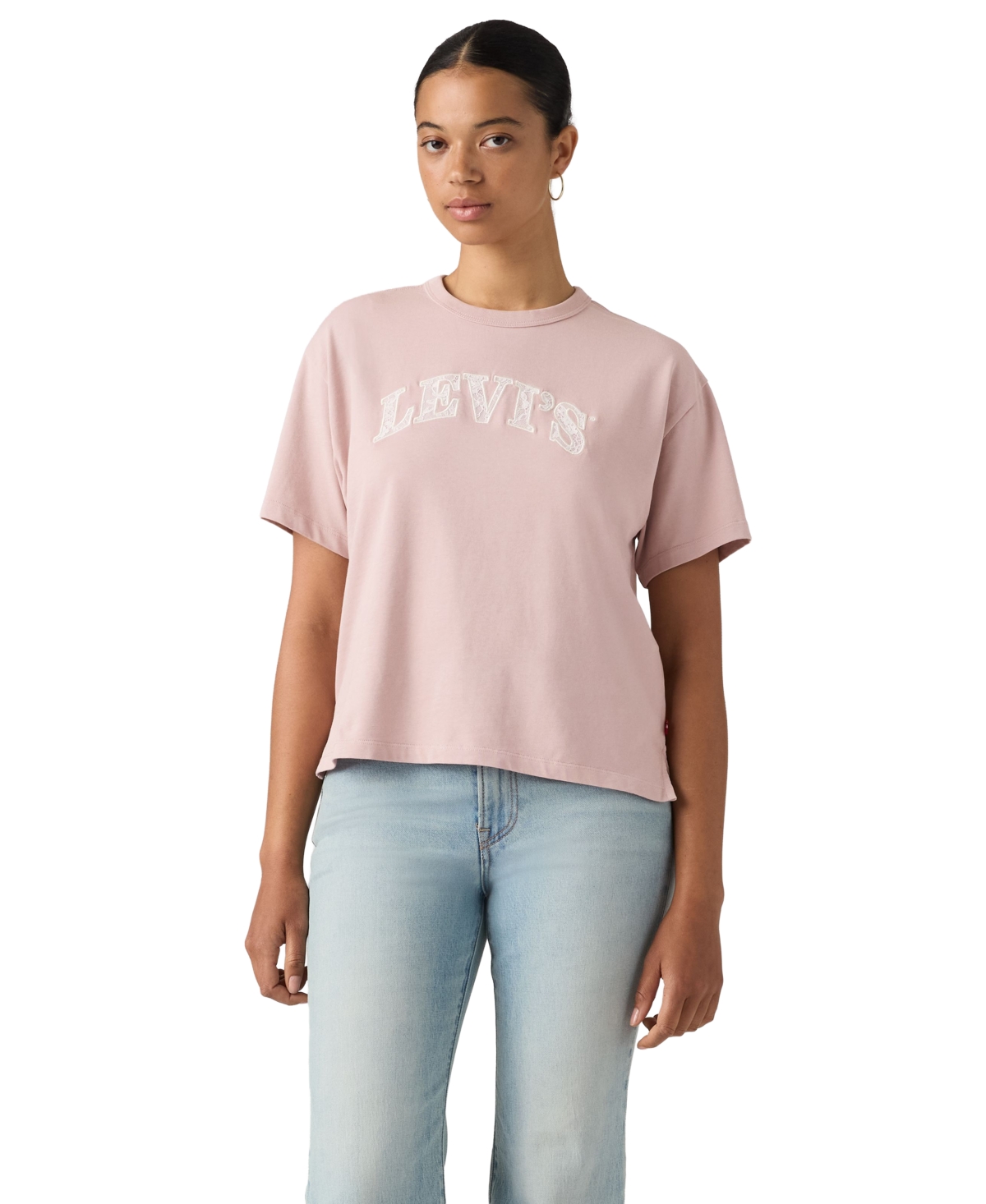 Levi's Women's Vintage Relaxed-Fit T-Shirt - Lace Applique Arch Logo Lilac Haze