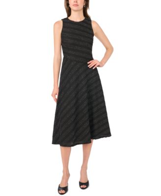 Women's Jewel Neckline Sleeveless A-Line Midi Dress
