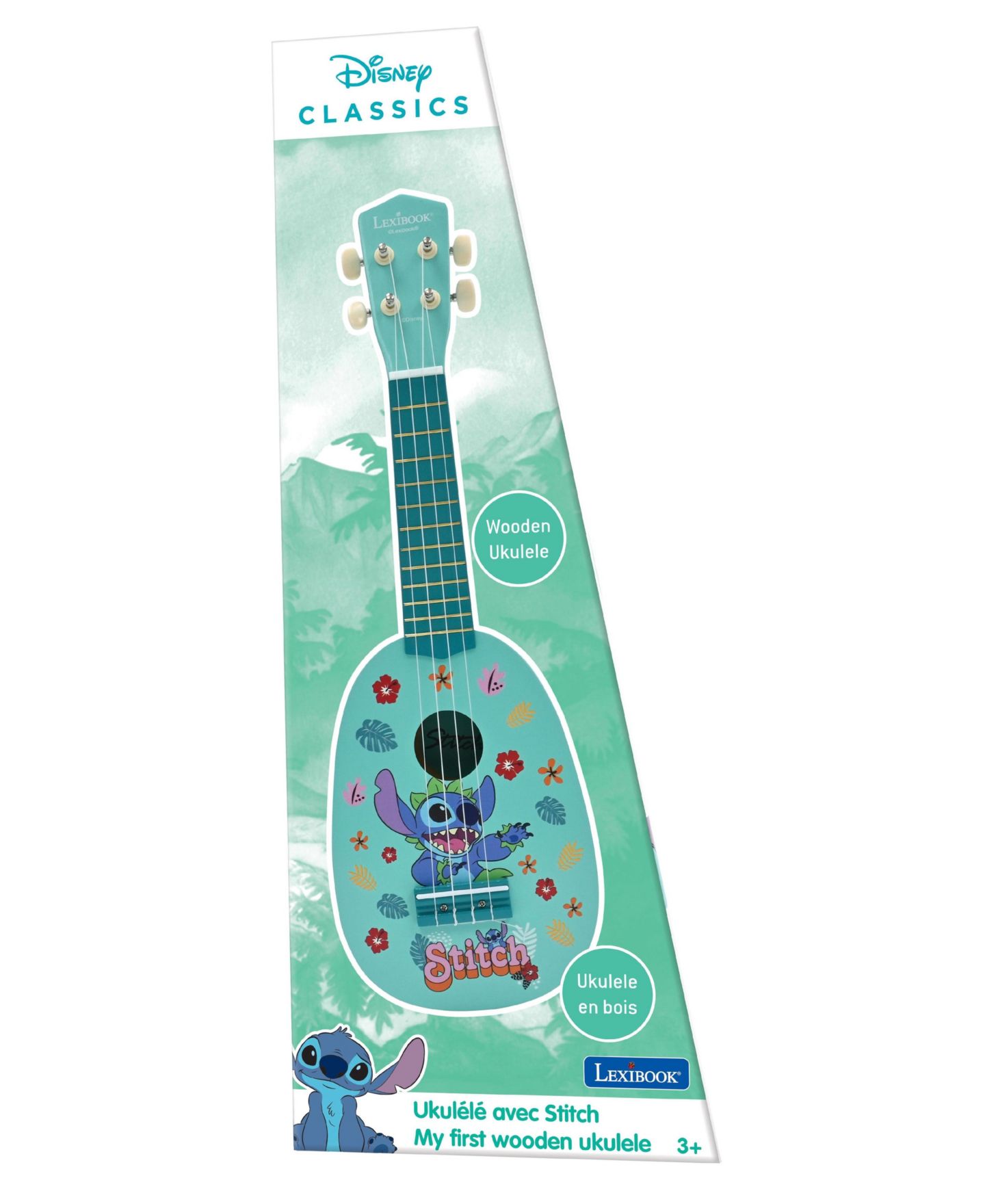 Детская игрушка Disney Stitch My first wooden ukulele, 4 nylon strings, 53 cm, guide included, цвет: Синий — фото 5