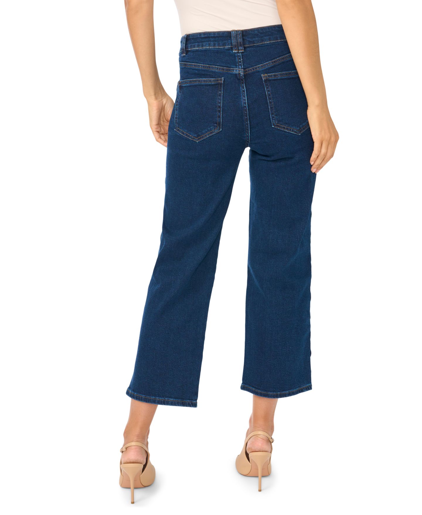 Женские джинсы CeCe High-Waisted Scallop-Detail Straight, цвет: Индиго — фото 3