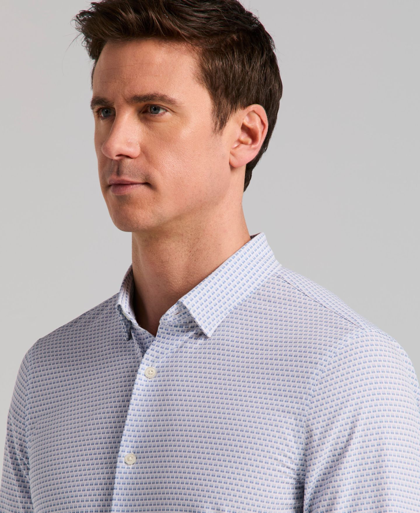 Мужская рубашка Perry Ellis Micro Window Print Slim-Fit Dress Shirt, цвет: Синий — фото 3