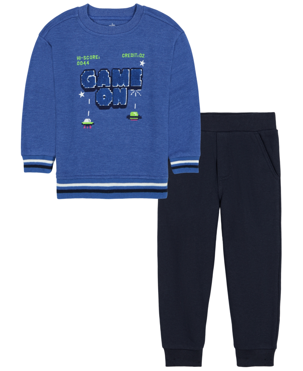 Kids Headquarters Toddler Boys' 2T-5T Graphic Fleece Top and Pants, 2-Piece Set