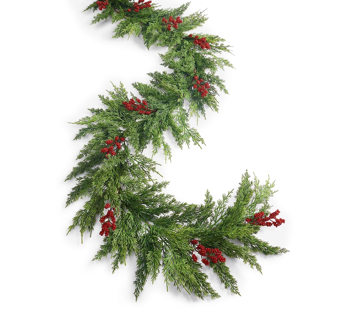 Holiday Lane Heritage Faux-Cedar Garland with Red Berries, Macy's Exclusive
