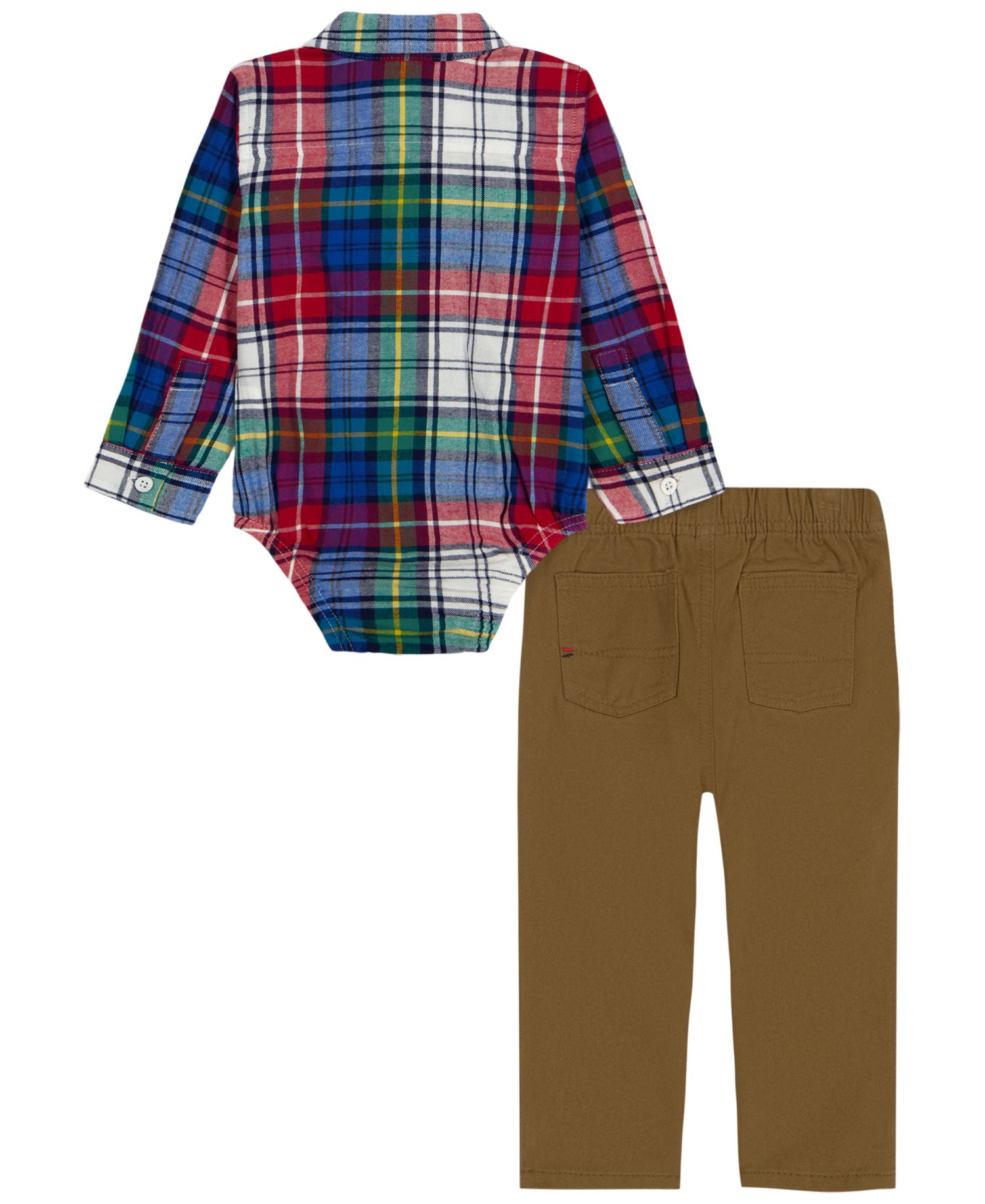 Baby Boys' Long-Sleeve Plaid Shirt Bodysuit and Pants, 2-Piece Set