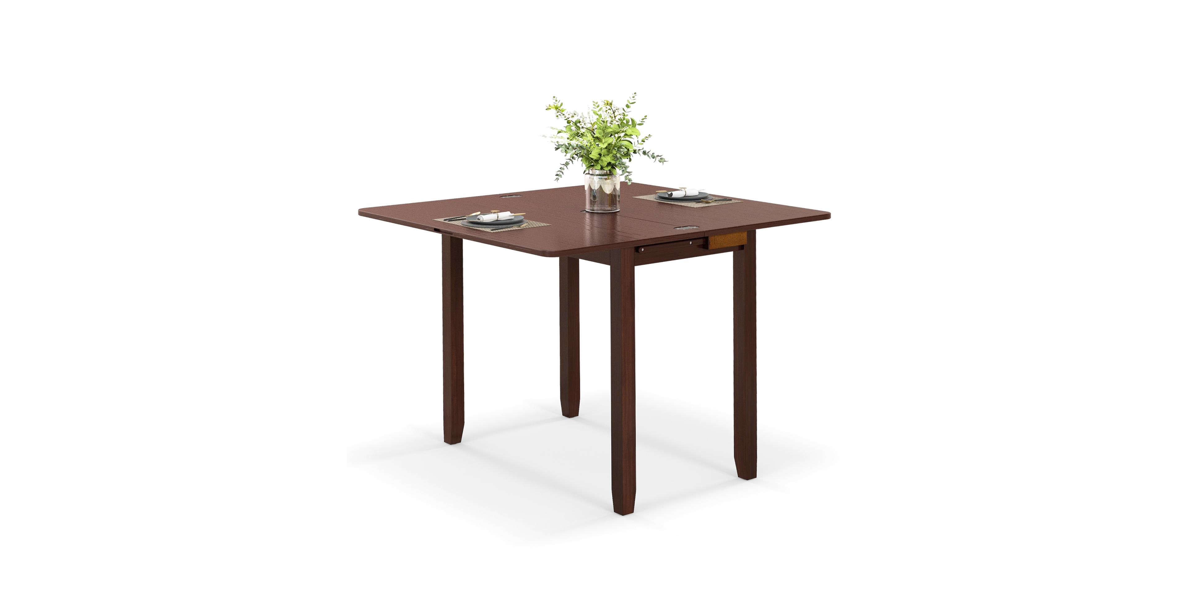 Mecale Mid-Century Folding Dining Table for 4 with Hidden Storage