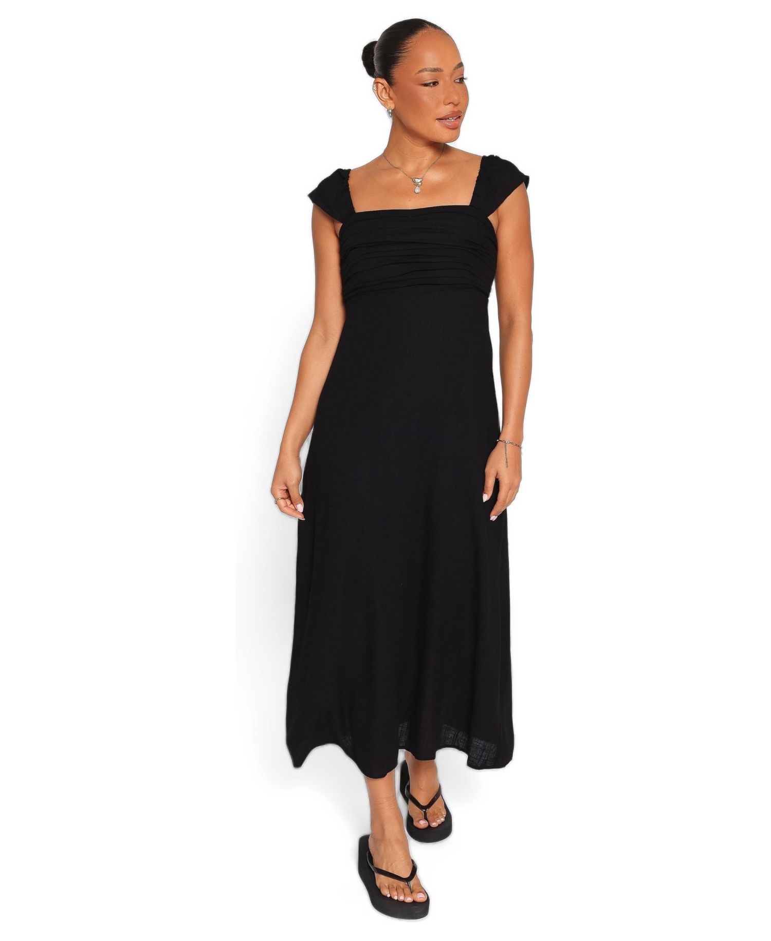 Women's Sirene Square Neckline A-Line Midi Dress