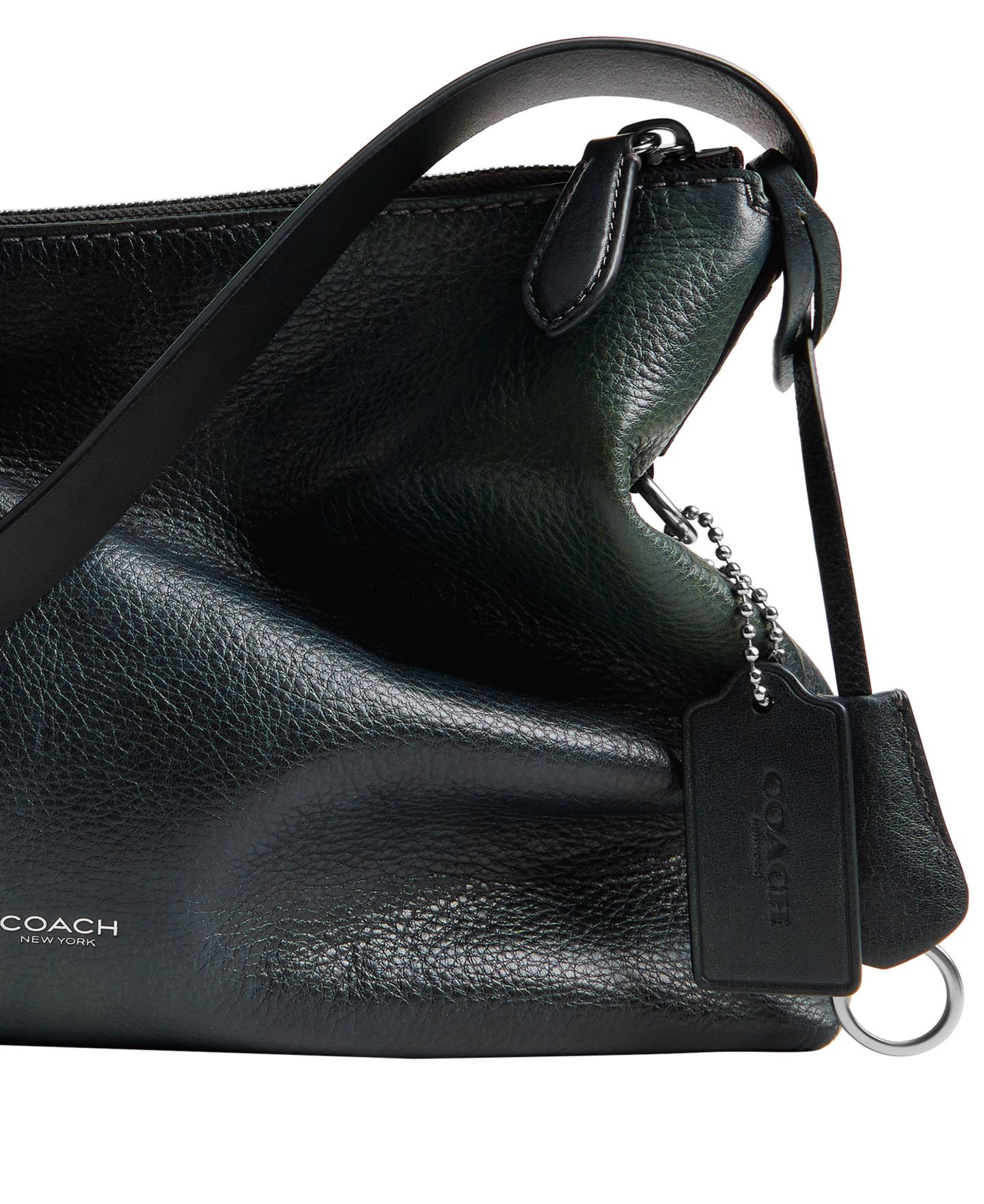 Мужская сумка Coach Mott Messenger 33 Two-Tone Leather Laptop-Compatible Messenger, цвет: Чёрный / Зелёный — фото 5