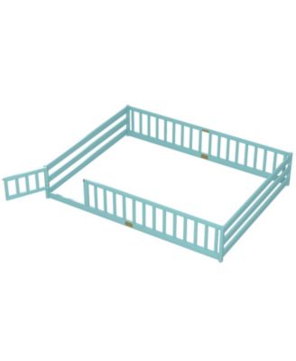 Floor Bed Kids Montessori Bed Frame with Full Length Safety Guardrails