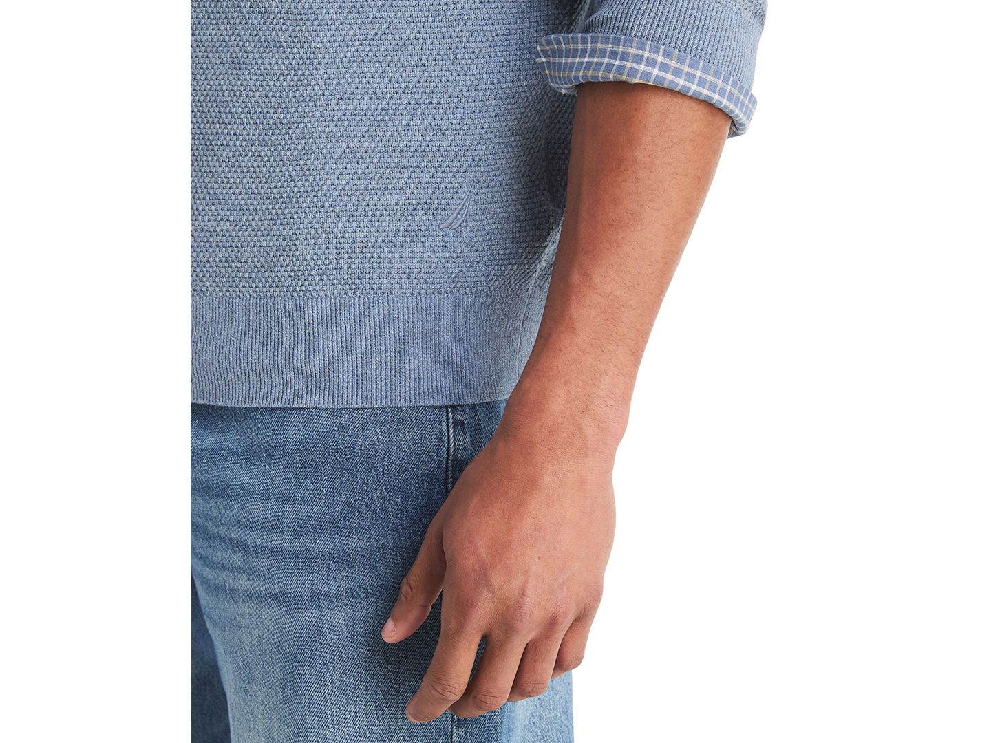 Мужской свитер Nautica Quarter-Zip Mock Neck Classic-Fit, цвет: Глубокий меланжевый — фото 5