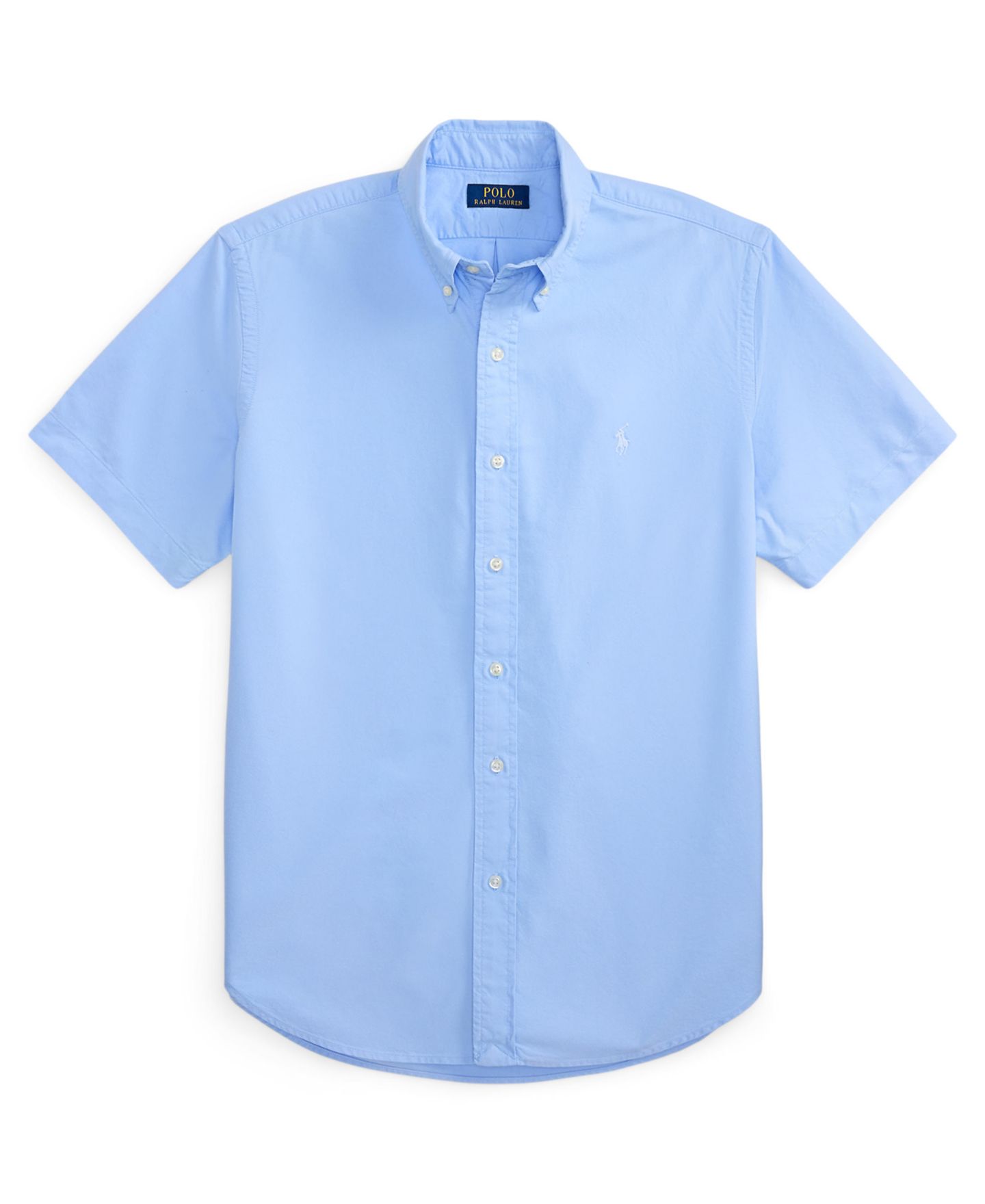 Мужская рубашка Polo Ralph Lauren Garment-Dyed Oxford, цвет: Синий — фото 5