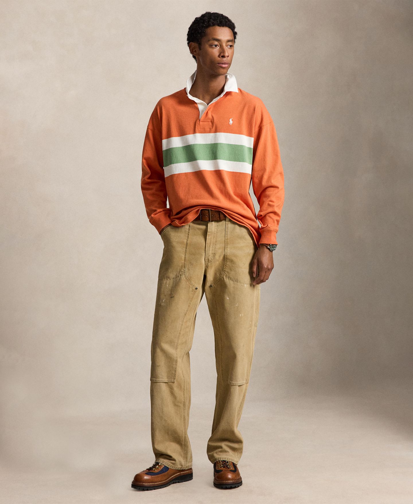Мужская рубашка Polo Ralph Lauren Big Fit Striped Rugby, цвет: Небесно-голубой разноцветный — фото 2