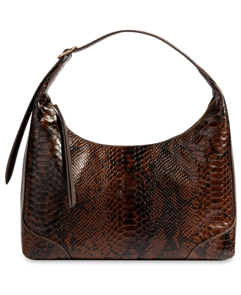 Женская сумка Sam Edelman Elaina Embossed-Snake-Texture Zip-Top Medium Hobo Handbag, цвет: Горчичный