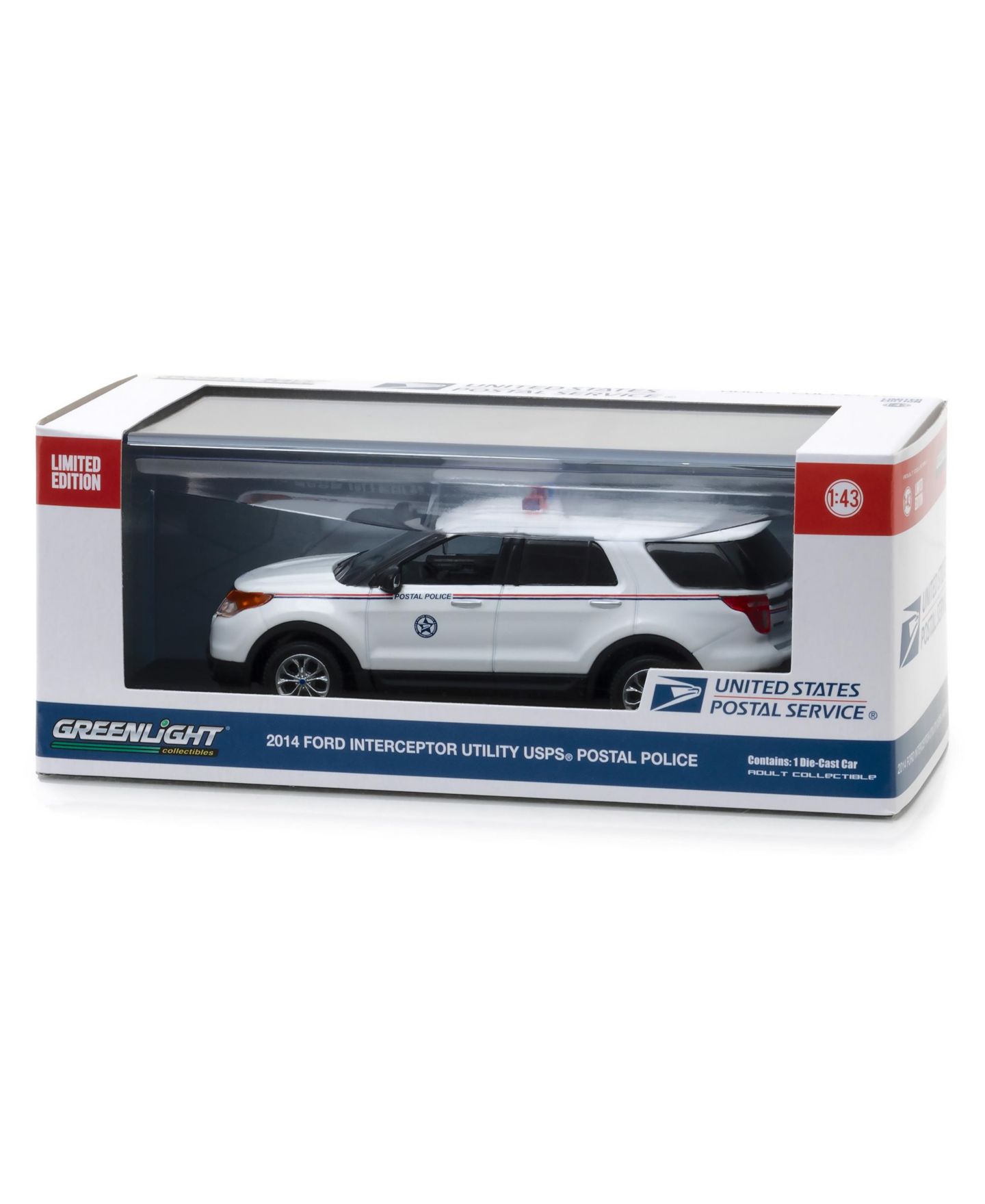 Детская игрушка Greenlight 2014 Ford Interceptor Utility Postal Police United States Postal Service (Usps) 1/43 Diecast Model Car — фото 3