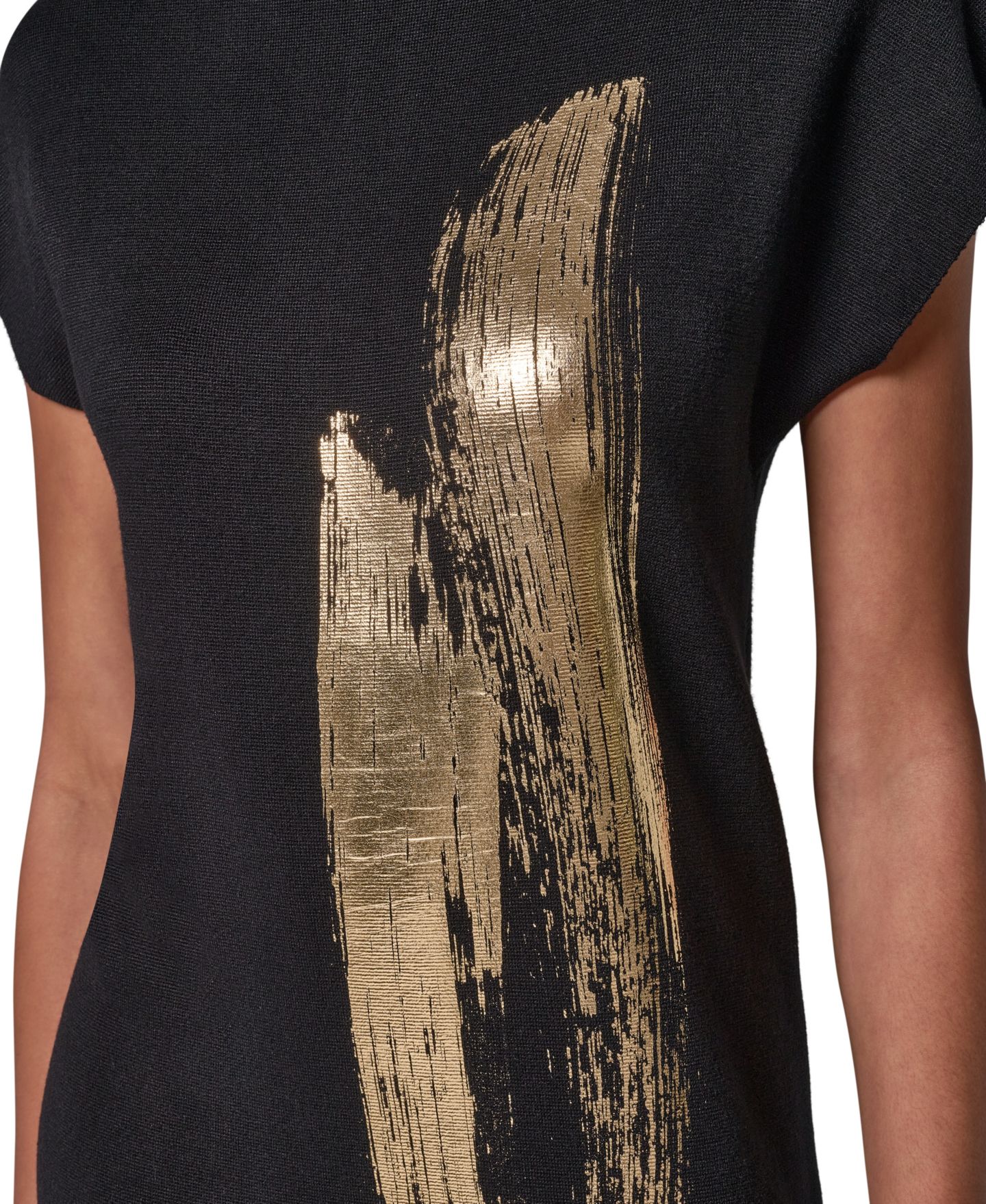 Женское платье Donna Karan New York Petite Gold-Tone Velvet Burnout Sweater Dress, цвет: Чёрный / Золотой разноцветный — фото 6