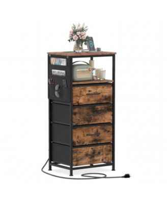 Nightstand with Integrated Charging Station 34 Inch Modern Bedside