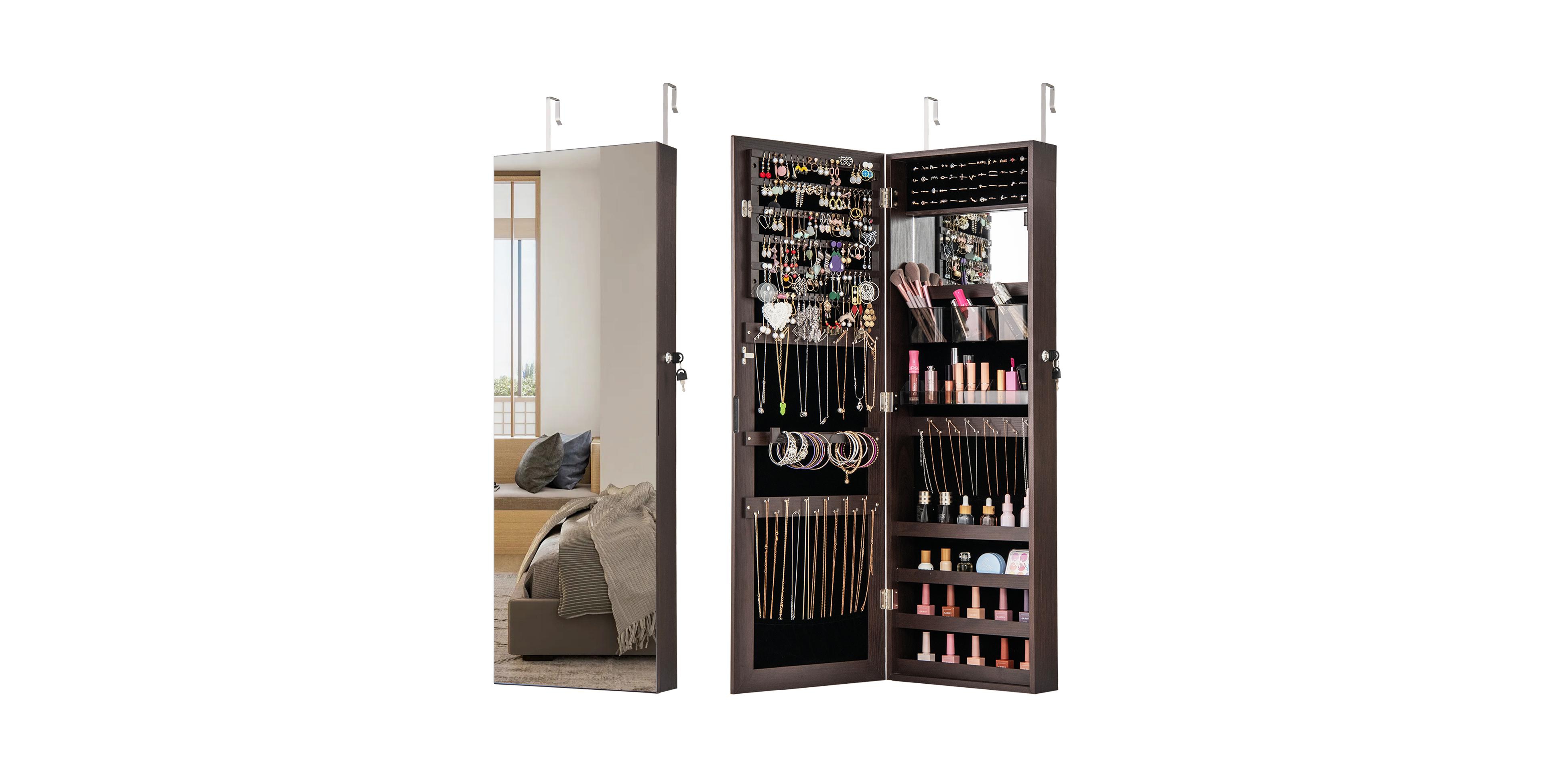 Mecale 43.5 Inch Jewelry Mirror Cabinet with Full Length and Adjustable