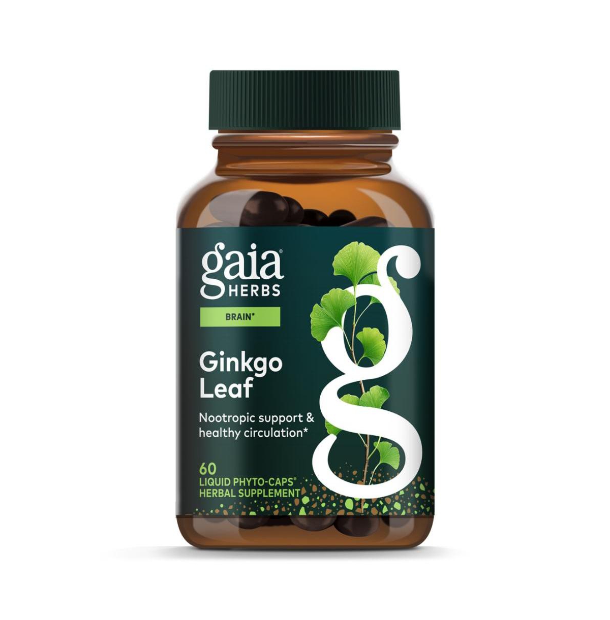 Gaia Herbs Ginkgo Leaf - Traditionally Used to Support Healthy Circulation and Brain Function - Organic, Herbal Supplement - 60 Liquid Phyto-Capsules