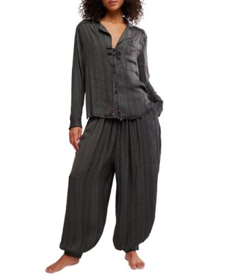 Women's Let's Sleep In Velvet Soft Striped Long-Sleeve Pajama Set
