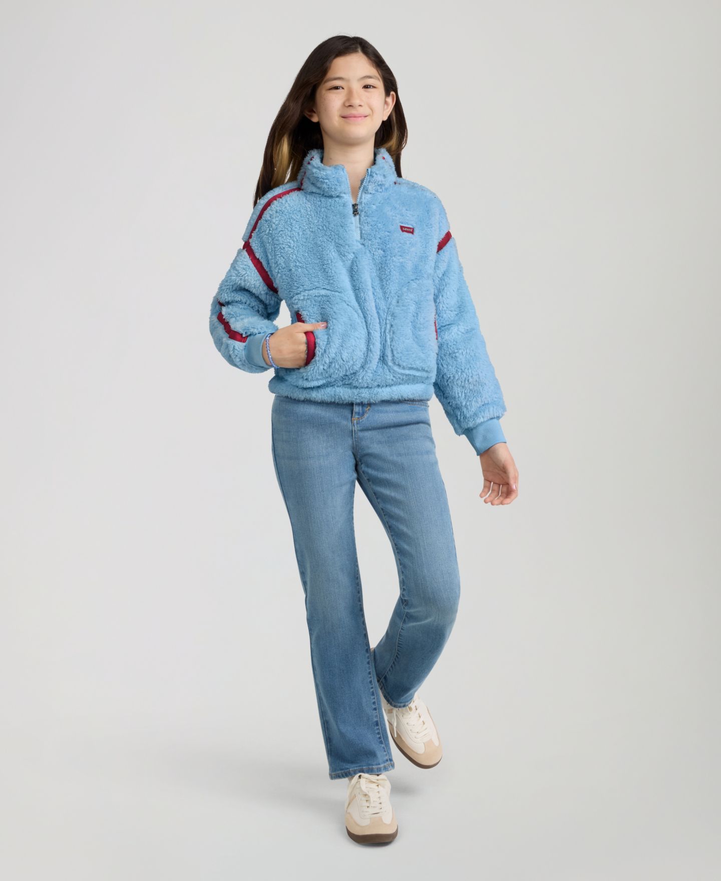 Свитер Levi's Sherpa Half-Zip Pullover для девочек, цвет: Angel Falls — фото 3
