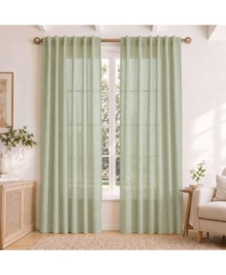 Linen Blend Light Filtering Curtains for Living Room (2 Panels), 52"x96"