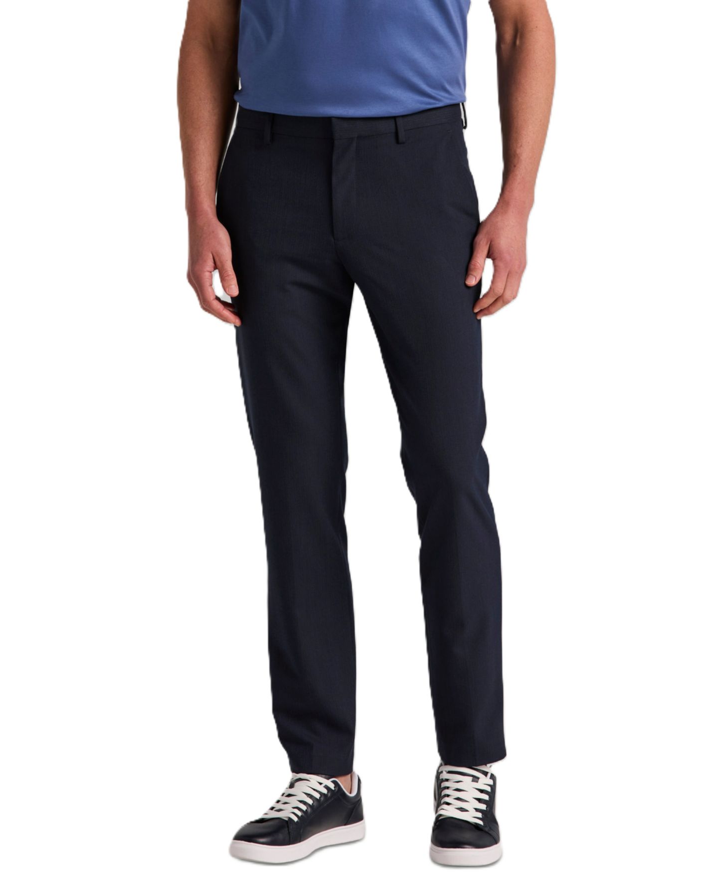 Мужские брюки Perry Ellis Regular-Fit Soft Touch Plainweave Stretch, цвет: Тёмный сапфировый — фото 1