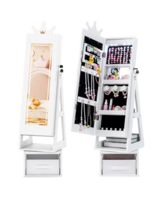 3-in-1 Kids Jewelry Cabinet with Swivel Lighted Mirror