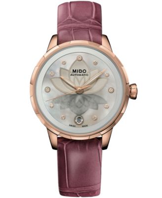 Women's Swiss Automatic Rainflower Night Leather Watch 34mm