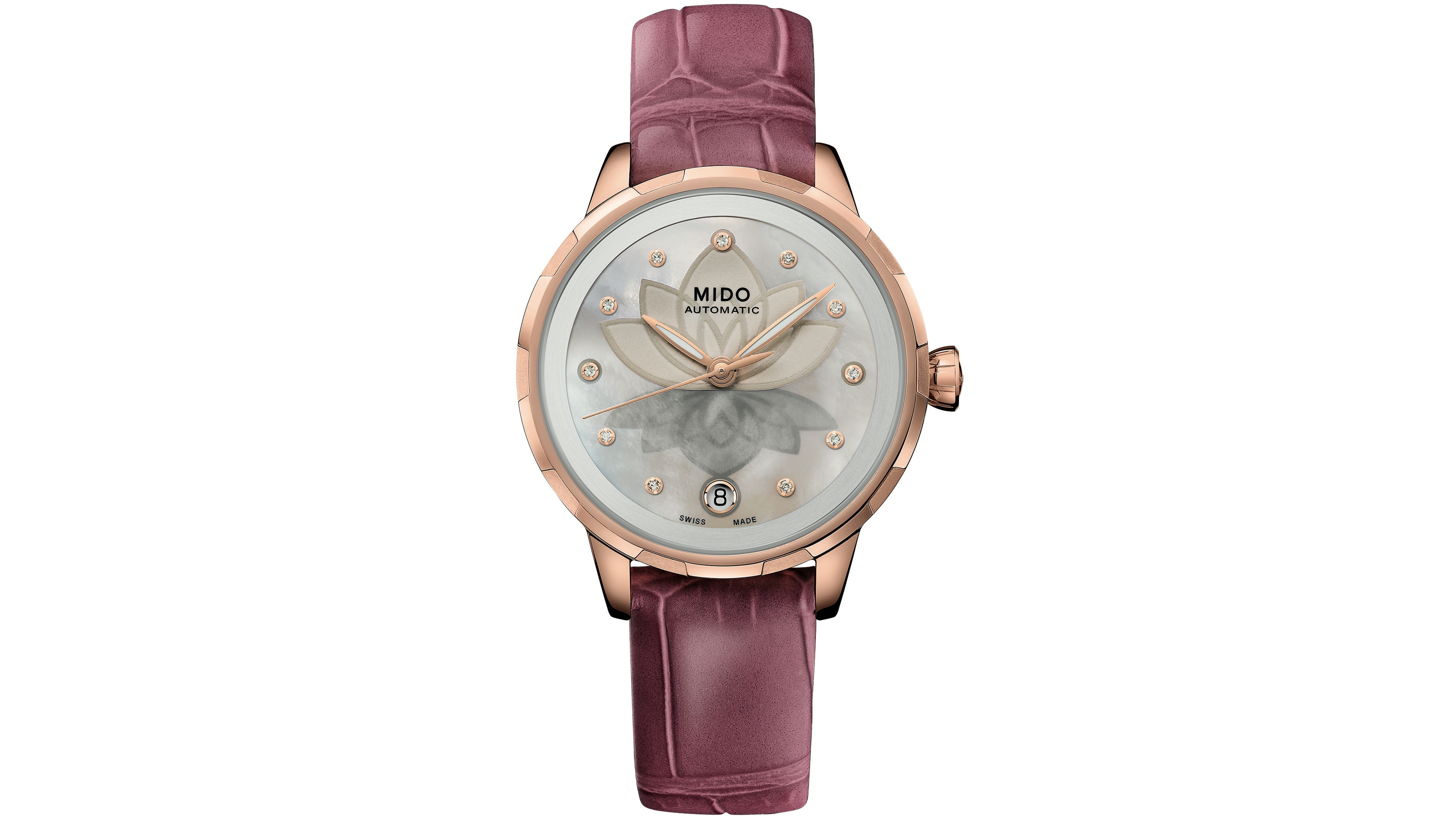 Mido Women's Swiss Automatic Rainflower Night Leather Watch, 34mm