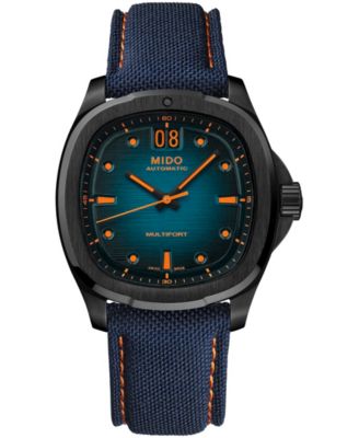 Men's Swiss Automatic Multifort Big Date Blue-Fabric Watch 40mm