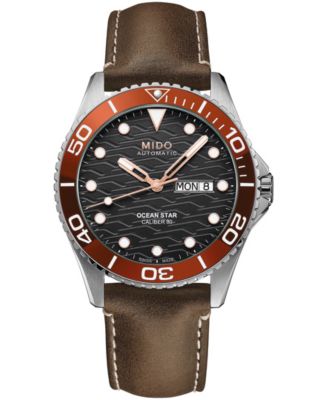 Men's Swiss Automatic Ocean Star 200C Brown Leather Watch 42.5mm