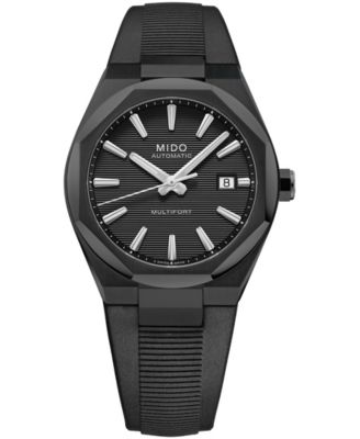 Men's Swiss Automatic Sport Multifort 8 One Crown Black Rubber Watch 40mm
