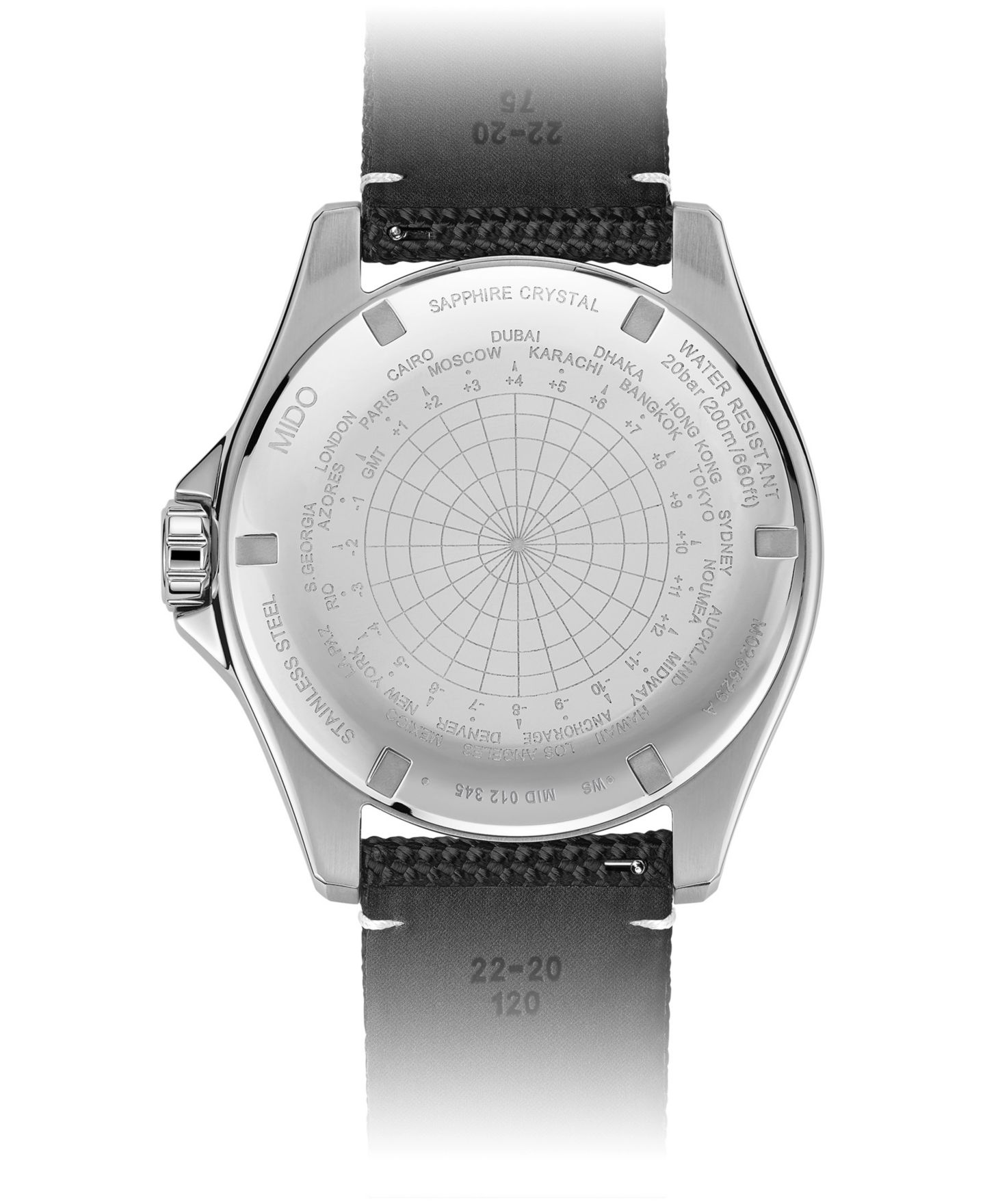 Мужские часы Mido Swiss Automatic Ocean Star GMT с чёрным нейлоновым ремешком, 44 мм — фото 2