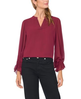 Women's Split-Neck Long-Sleeve Top