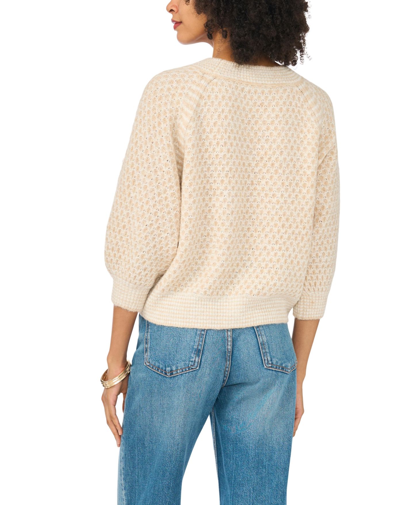 Женский свитер Vince Camuto Tuck Stitch Raglan Crewneck, цвет: Malted — фото 4